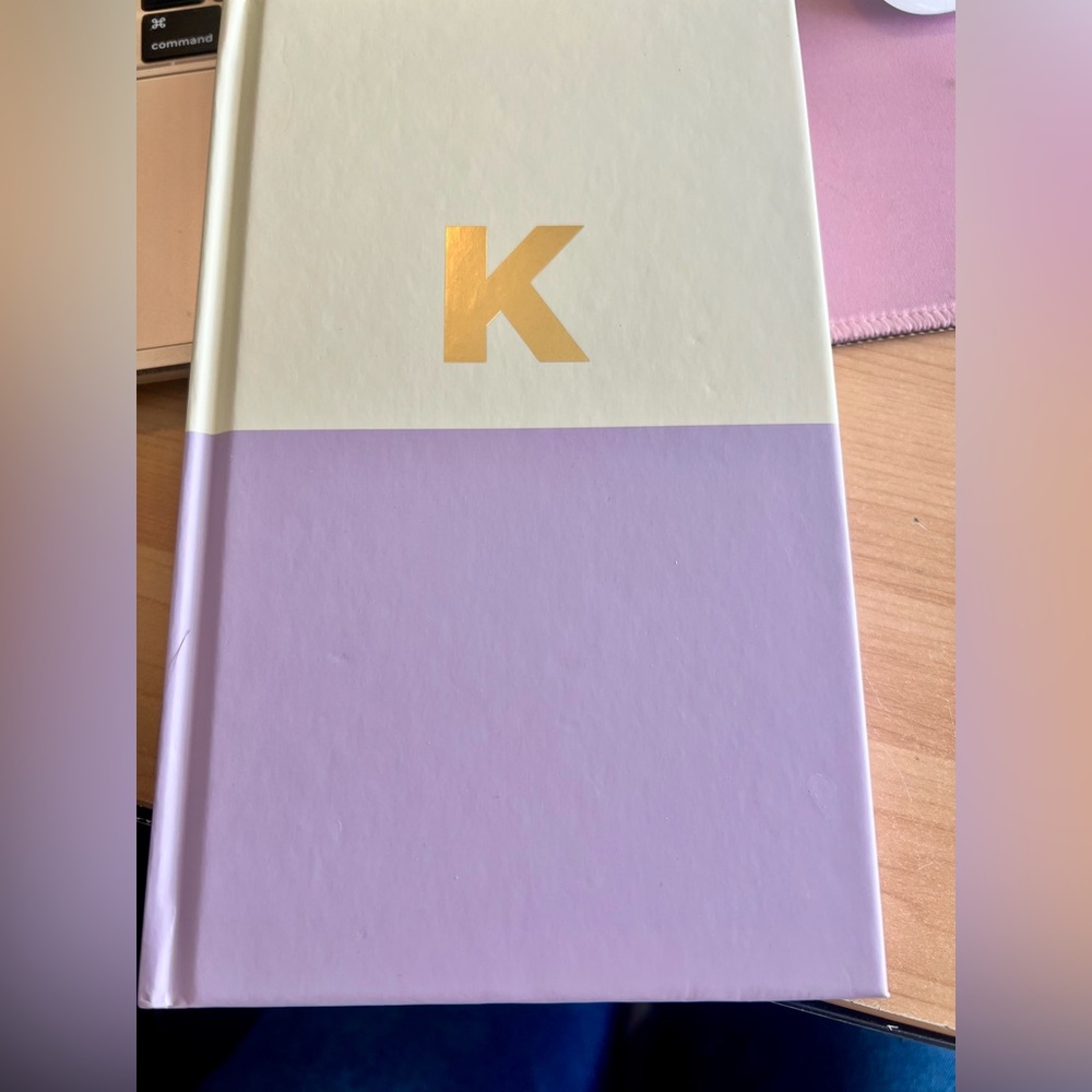 Kate Spade Gold Initial 'K' Lavender and Cream Notebook